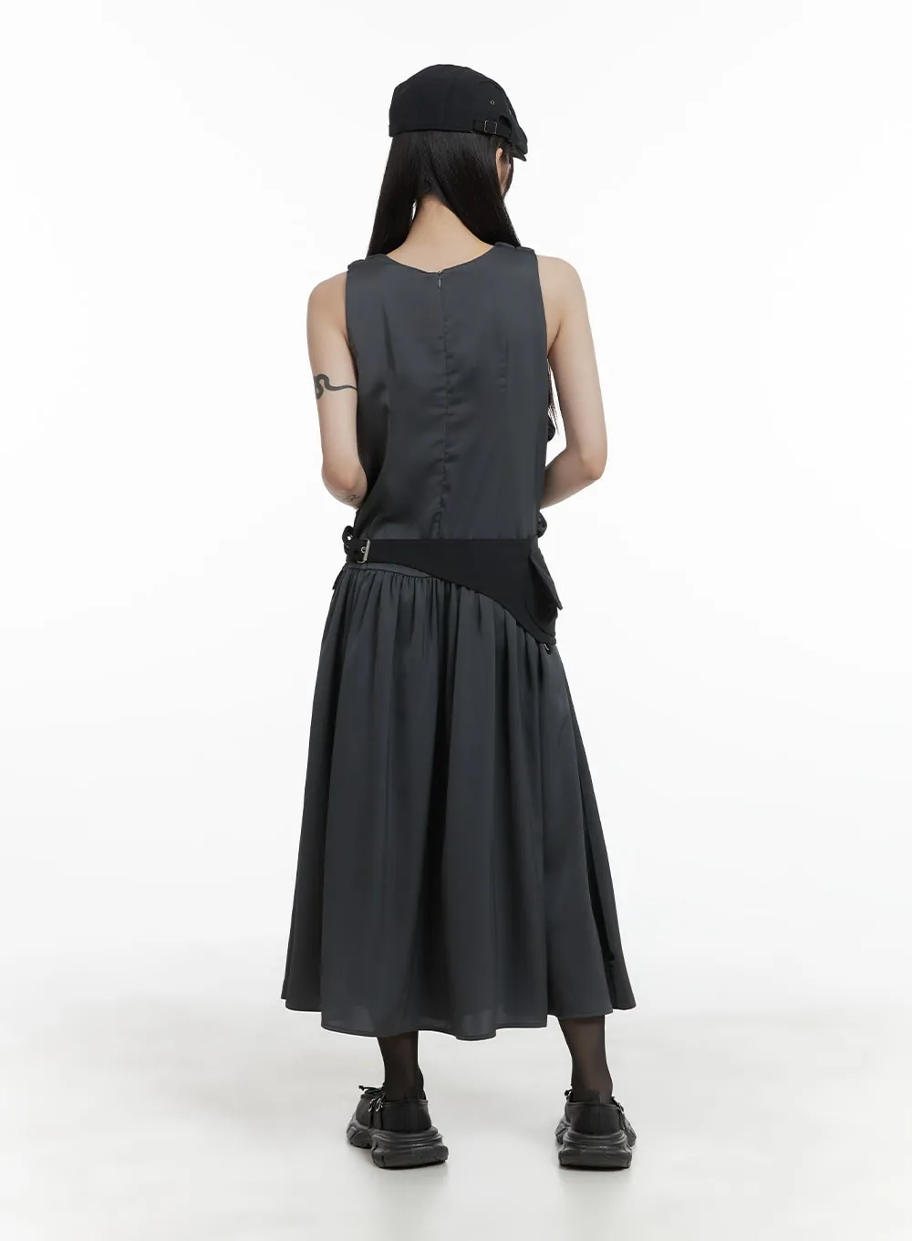 Shirred Sleeveless Maxi Dress CA404