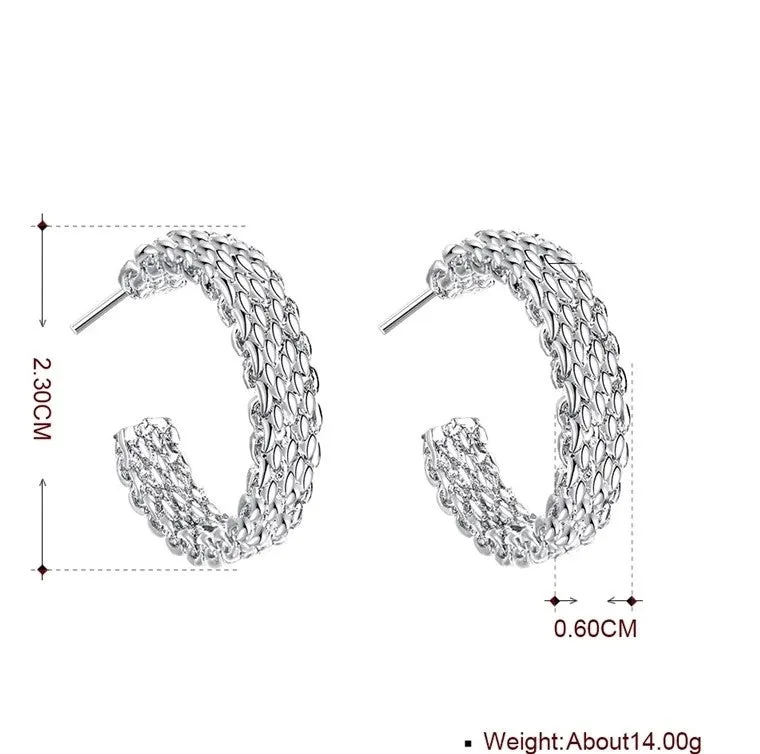 Silver Color Textured Stylish Hoop Earring