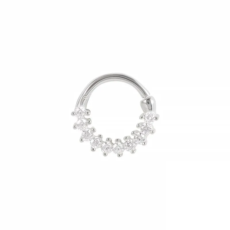 Silver Crystal Stylish Nose Hoop Ring For Women