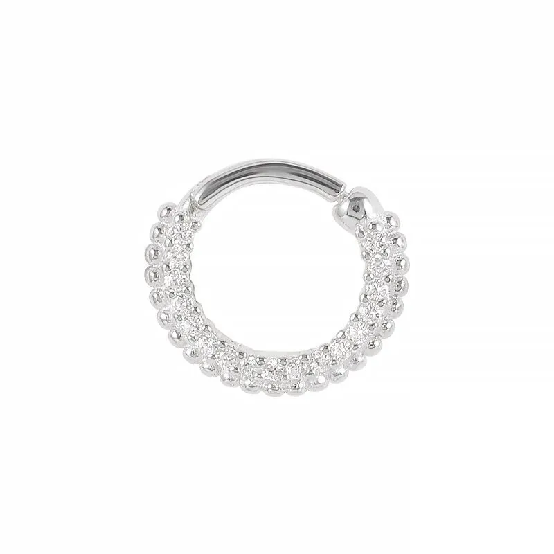 Silver Crystal Stylish Nose Hoop Ring For Women