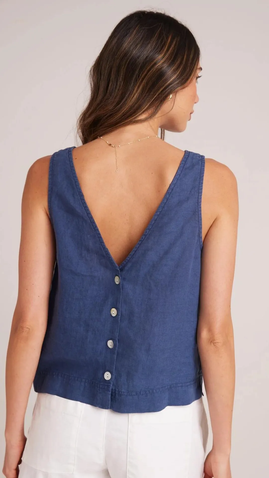 Sleeveless Button Back - Brazillian Navy