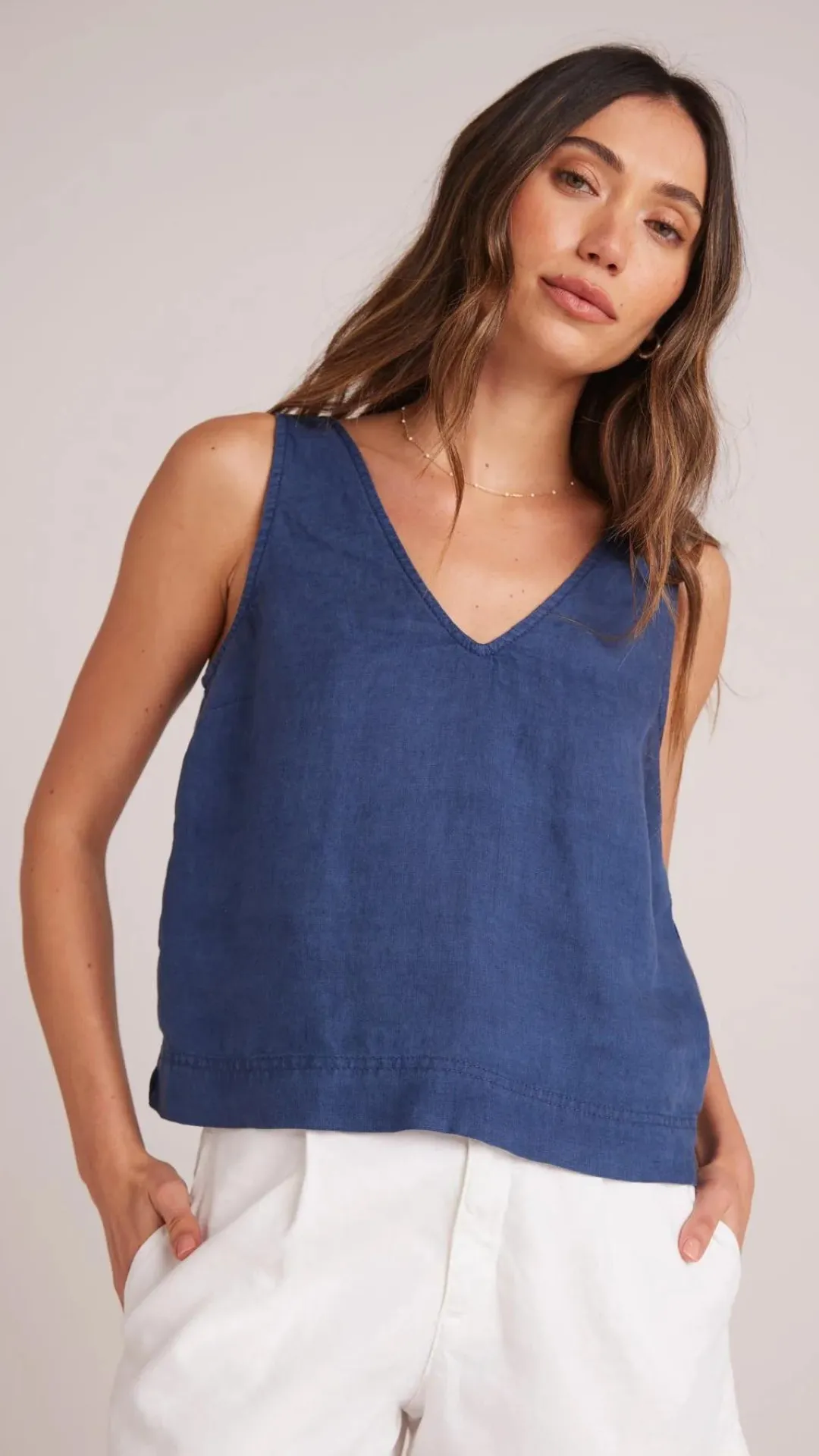 Sleeveless Button Back - Brazillian Navy