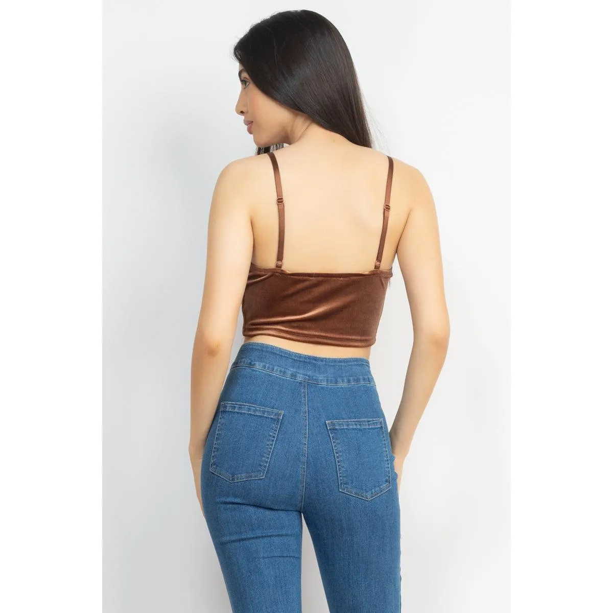 Sleeveless Corset Velvet Crop Top