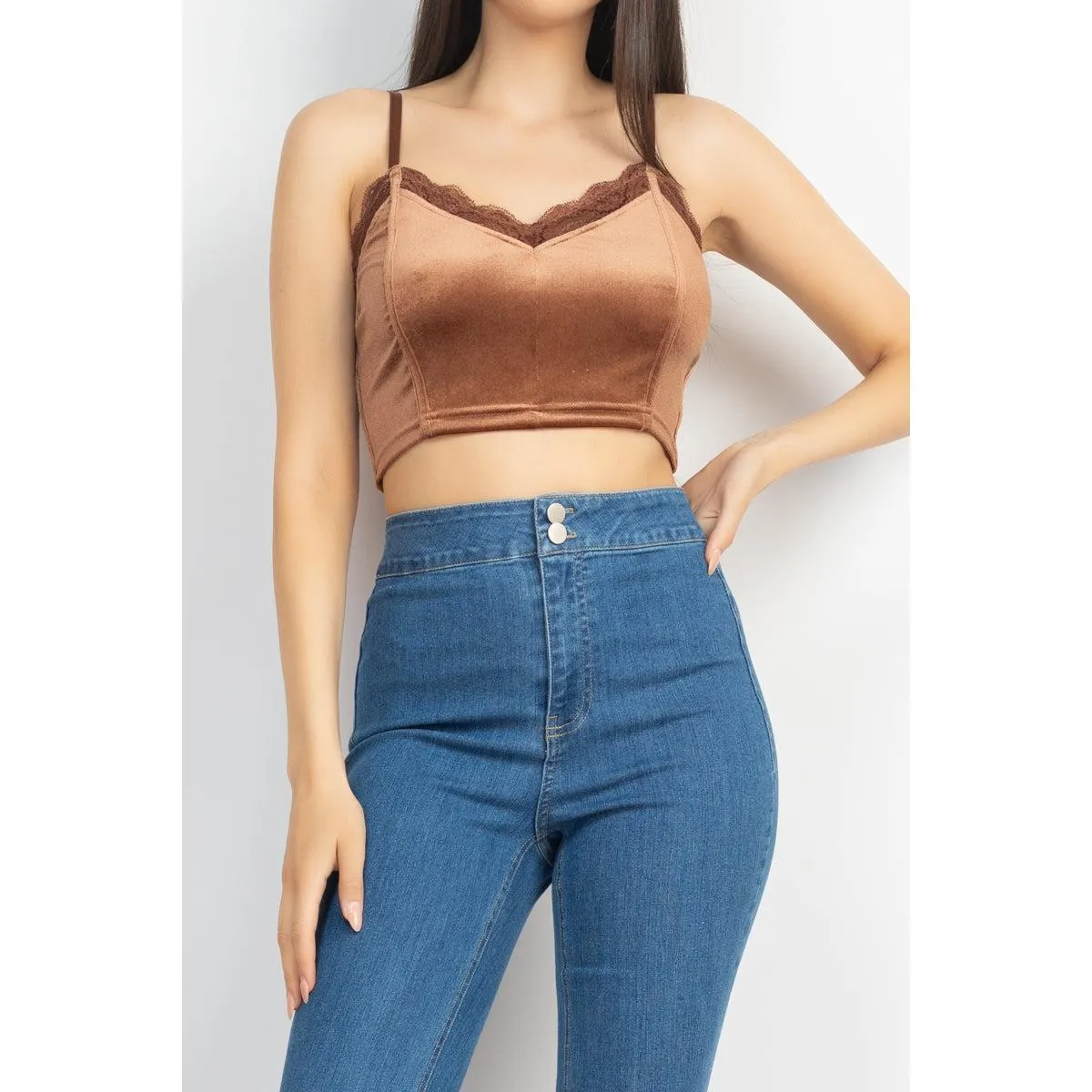 Sleeveless Corset Velvet Crop Top