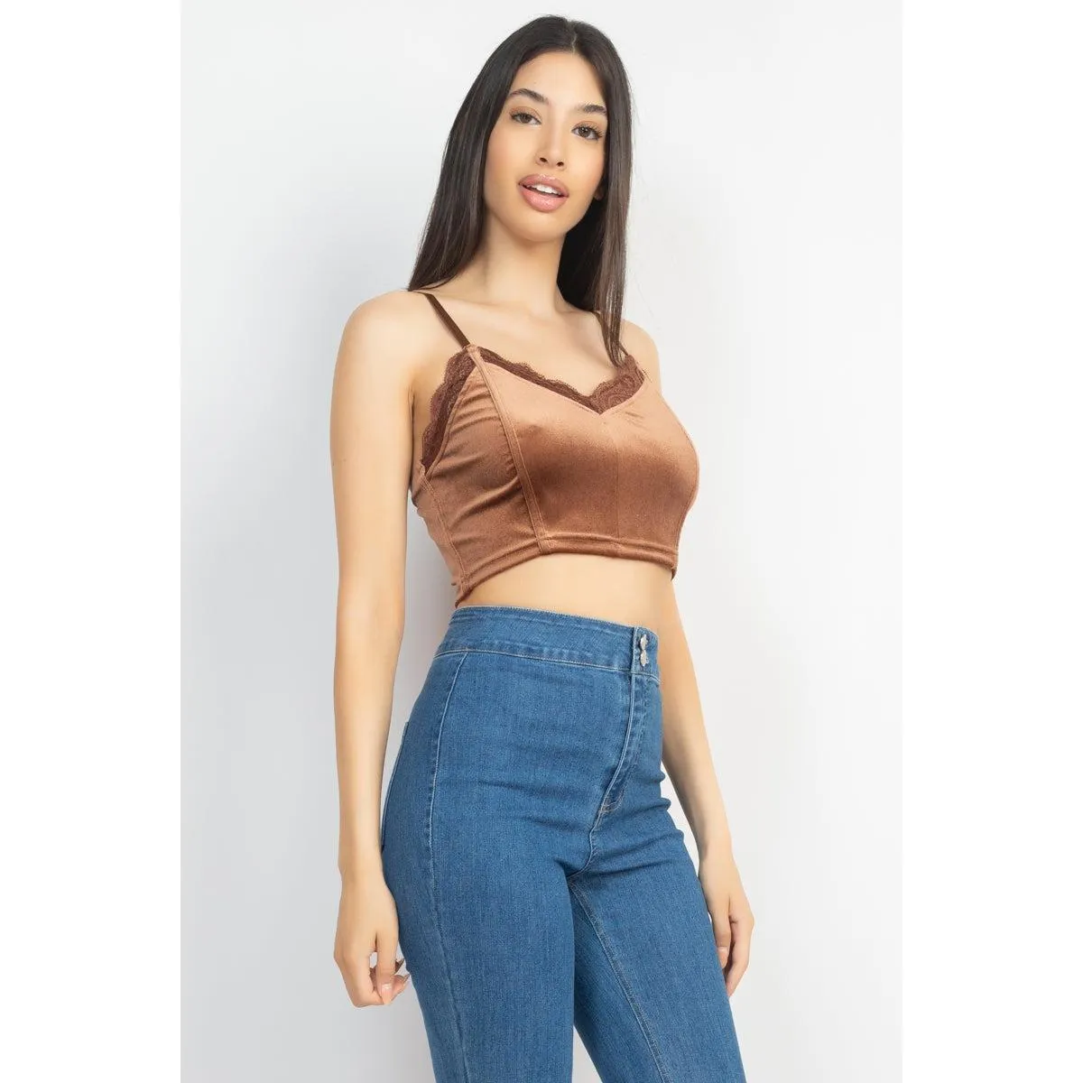 Sleeveless Corset Velvet Crop Top