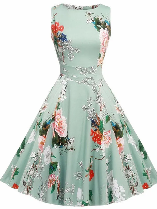 Sleeveless Vintage Floral Dress