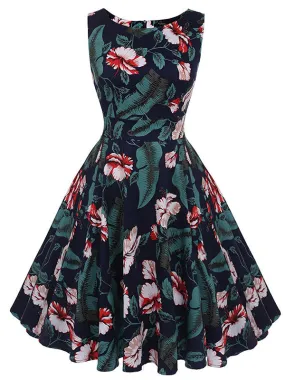 Sleeveless Vintage Floral Dress