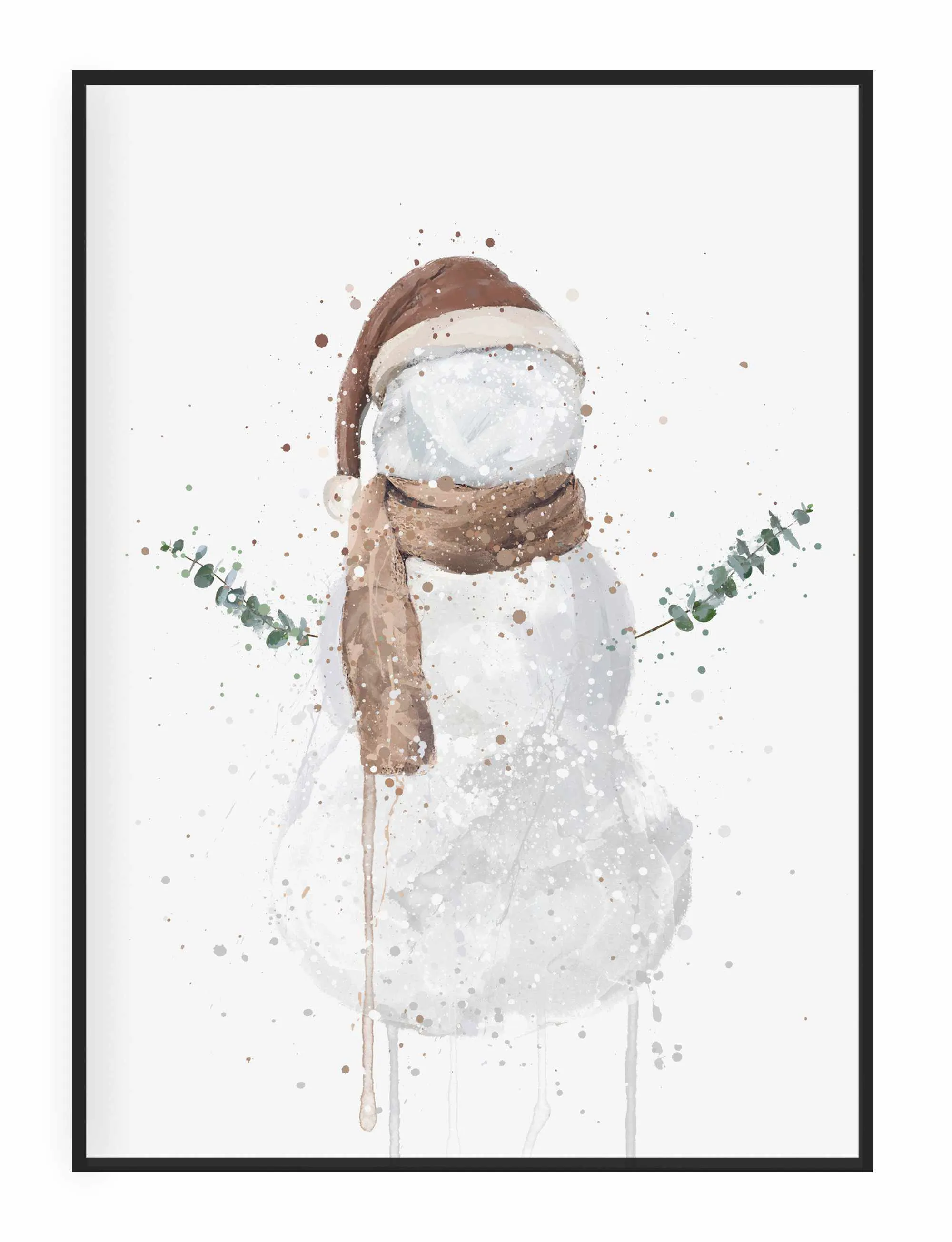 Snowman Wall Art Print , Contemporary and Stylish Christmas Decoration Alternative Xmas Decor