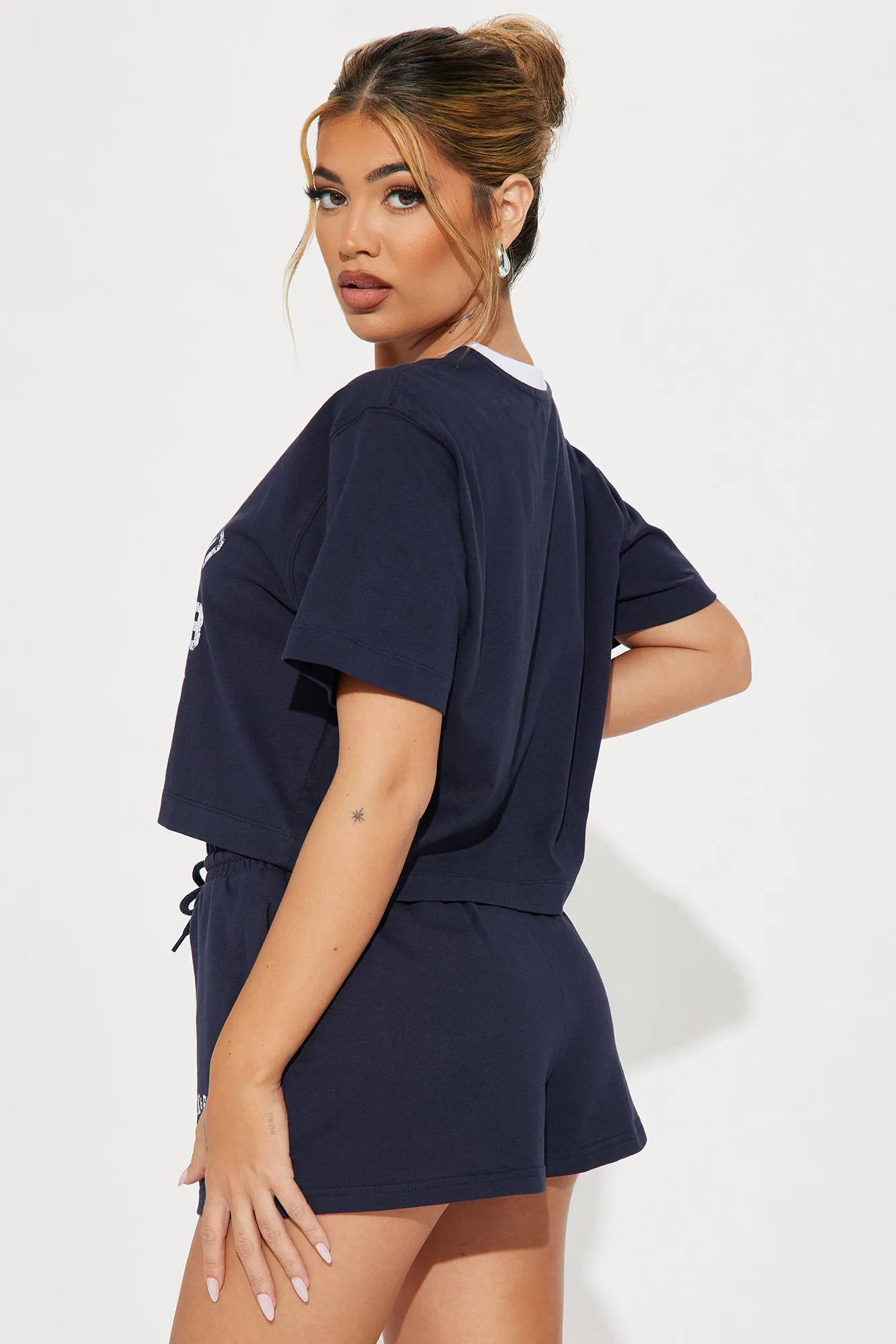 Sporty Club Chic Short Set - Navy