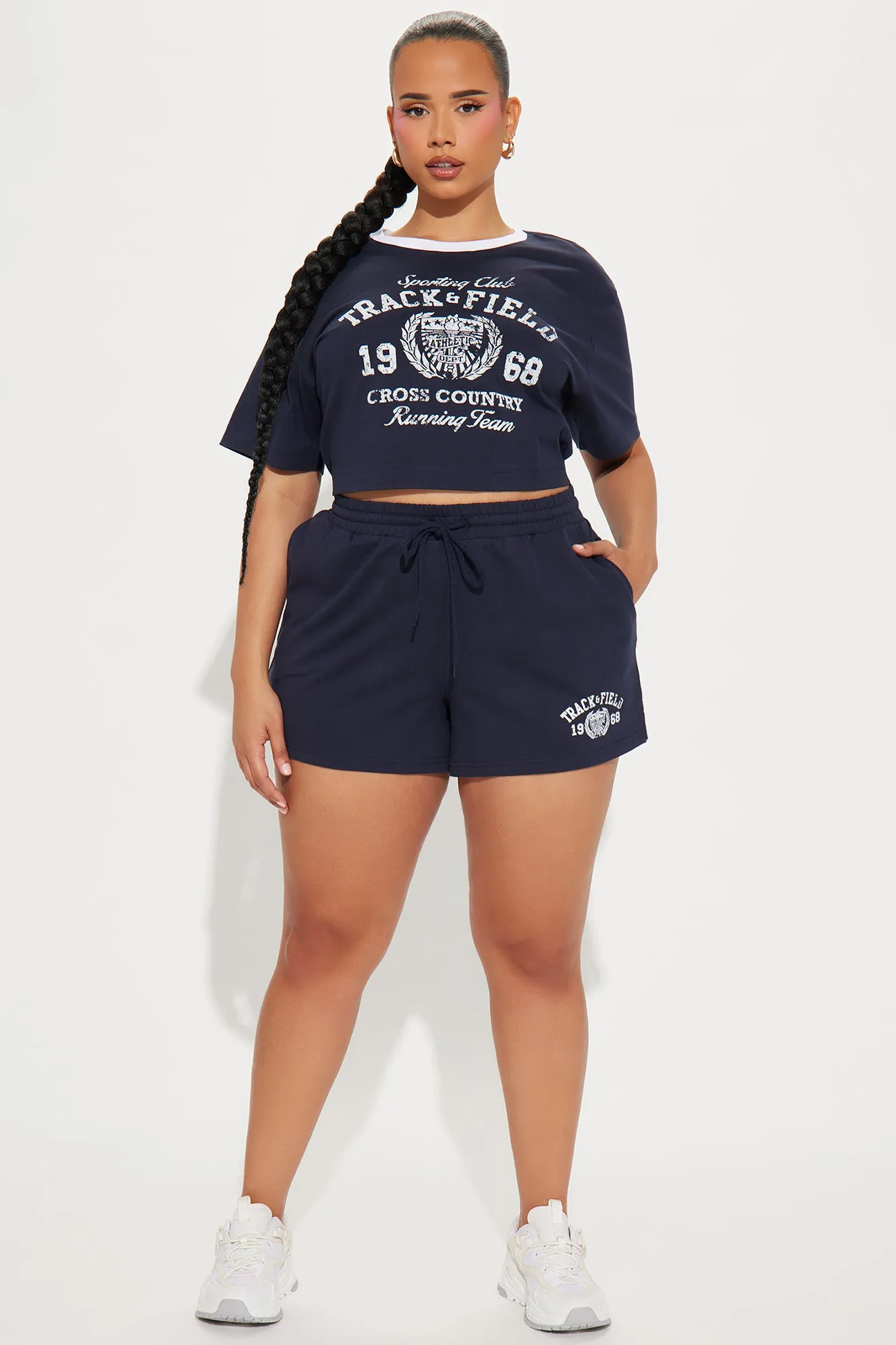 Sporty Club Chic Short Set - Navy