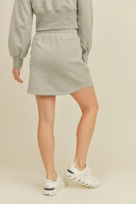 Sporty Curve Hemline French Terry Skirt