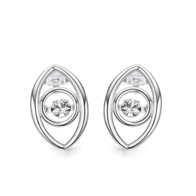 Sterling silver stylish eye with a dancing crystal earring