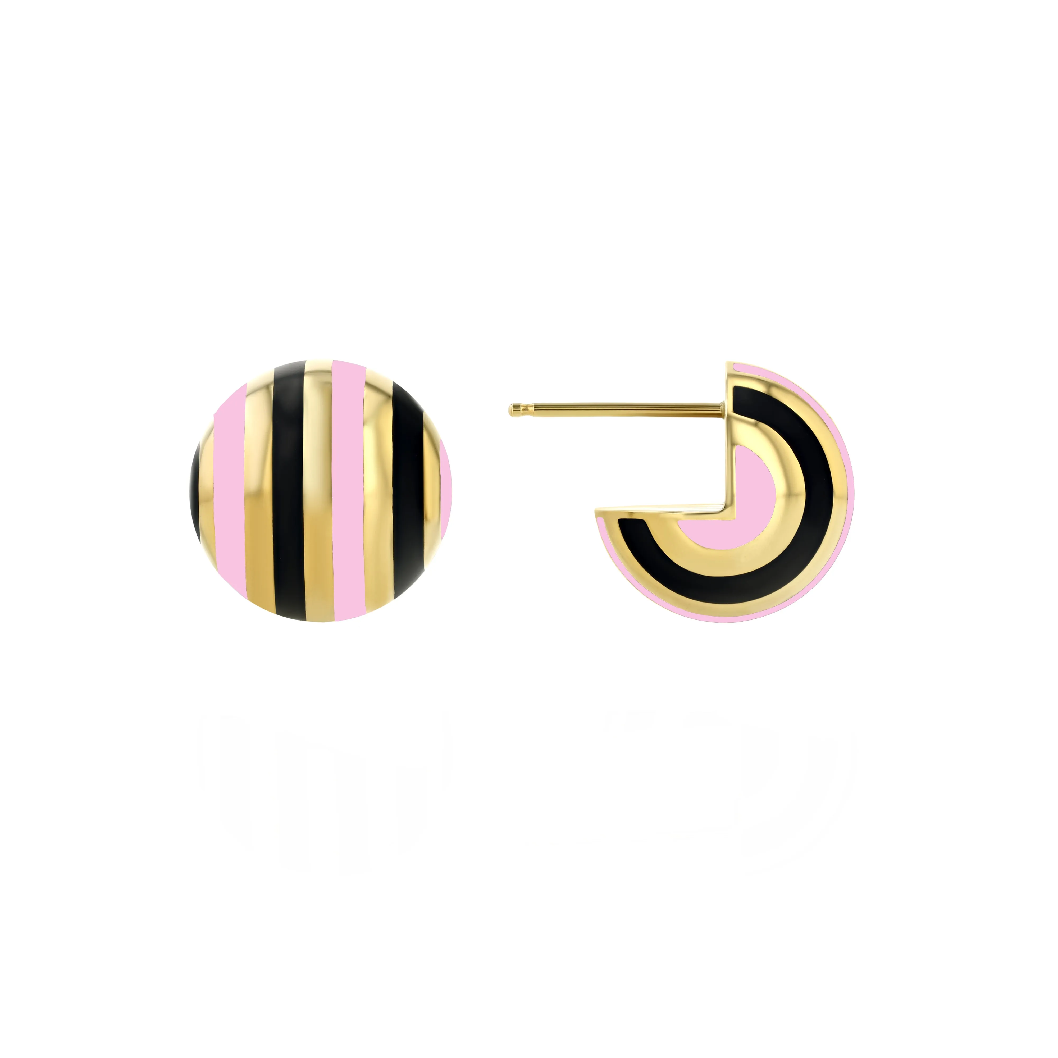 Striped Button Ball Earrings