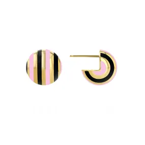 Striped Button Ball Earrings