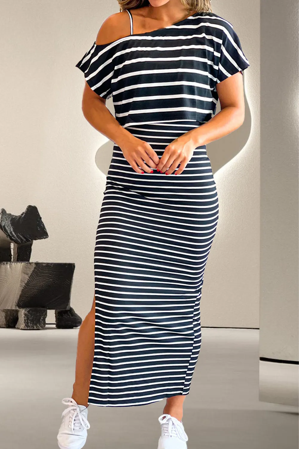 Striped Short Sleeve Dress