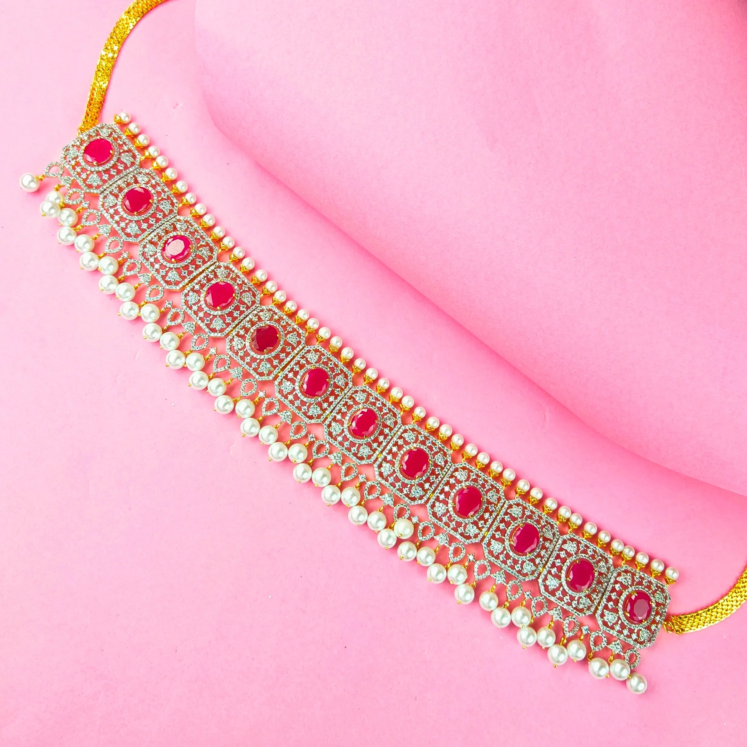 Stylish floral pattern diamond Chain waist belt By Asp Fashion Jewellery