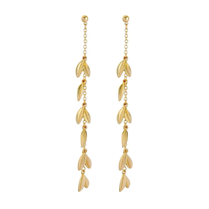 Stylish Long Leaf Tassel Dangle Drop Party Earring - 2 Colors