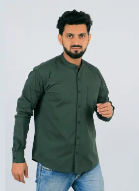 Stylish Men Green Regular Fit Solid Long Sleeves Formal Shirt