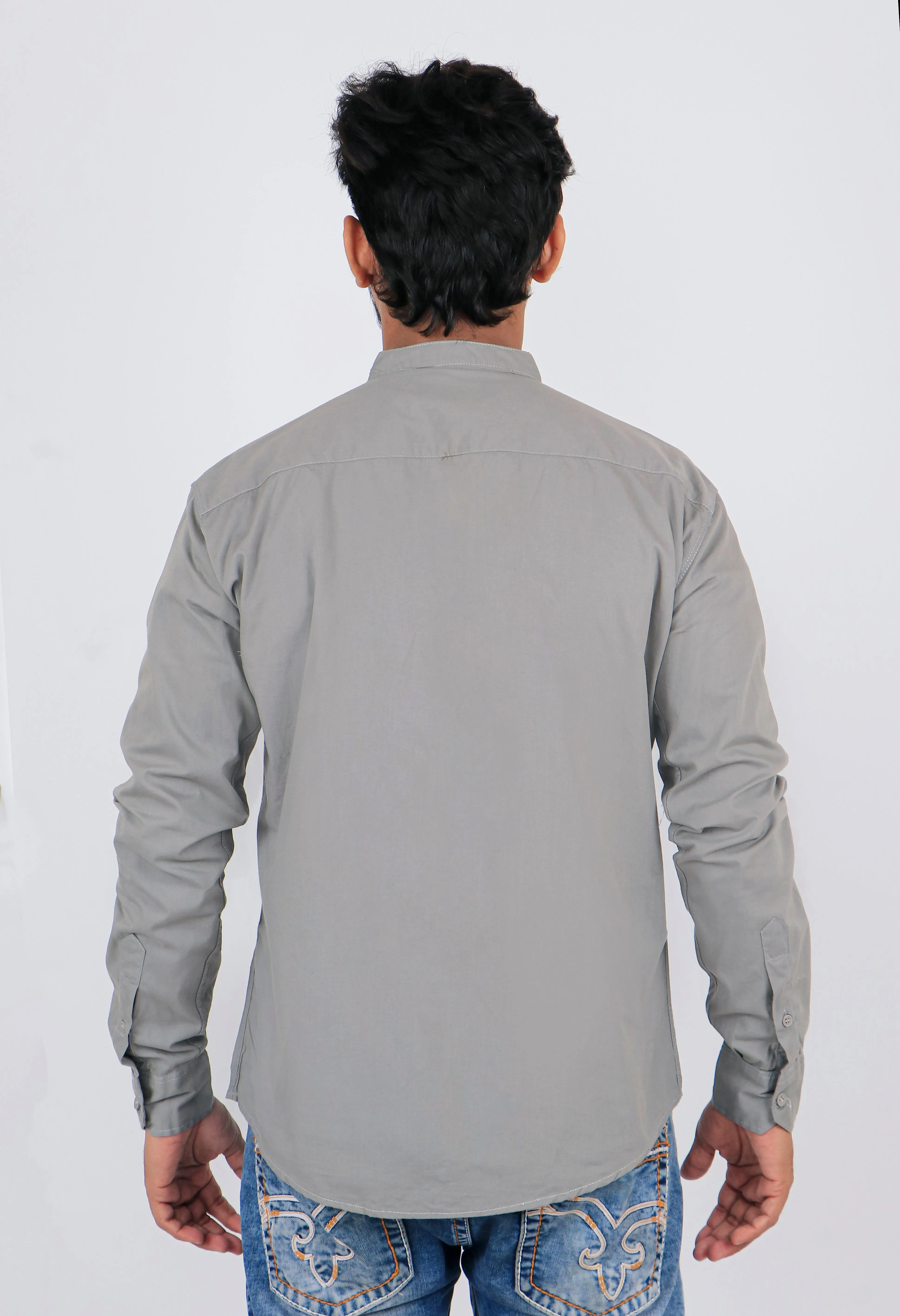 Stylish Men Light Grey Regular Fit Solid Long Sleeves Formal Shirt