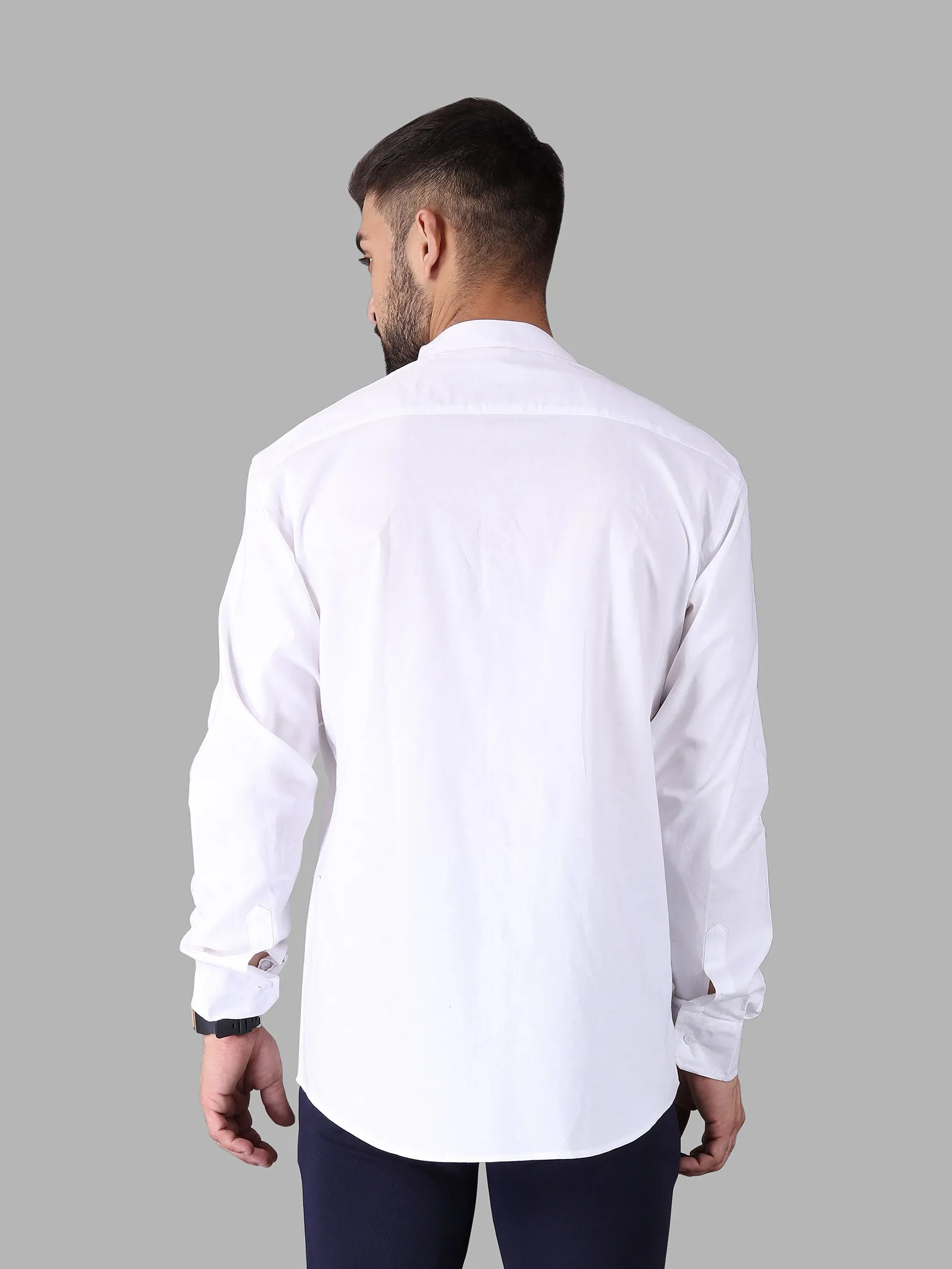 Stylish Three Button Mandarin Collar Shirt