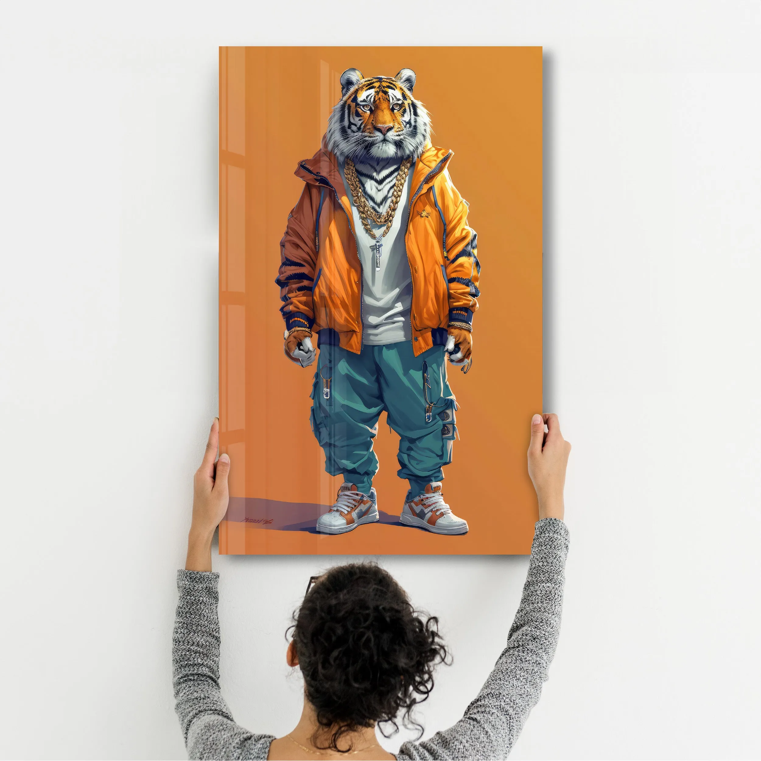 Stylish Tiger - Glass Wall Art