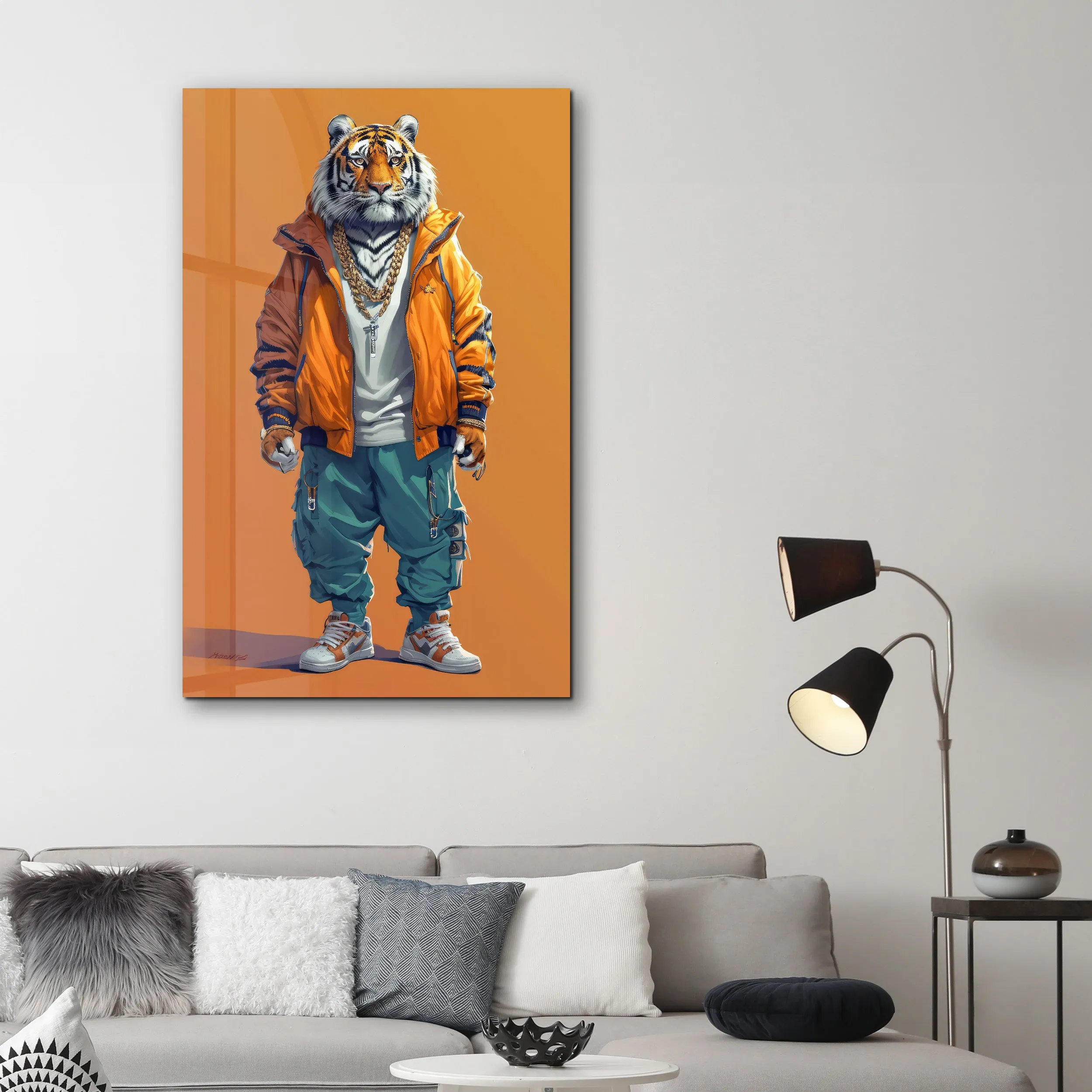 Stylish Tiger - Glass Wall Art