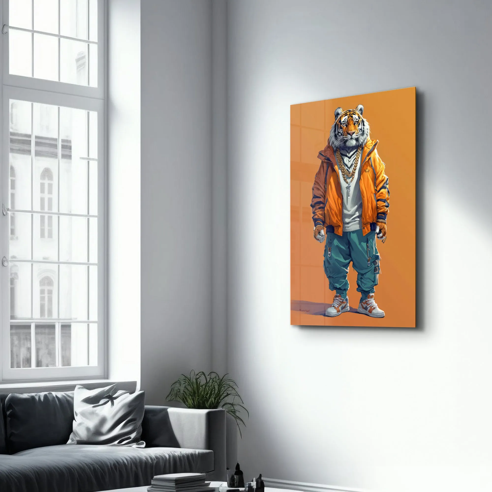 Stylish Tiger - Glass Wall Art