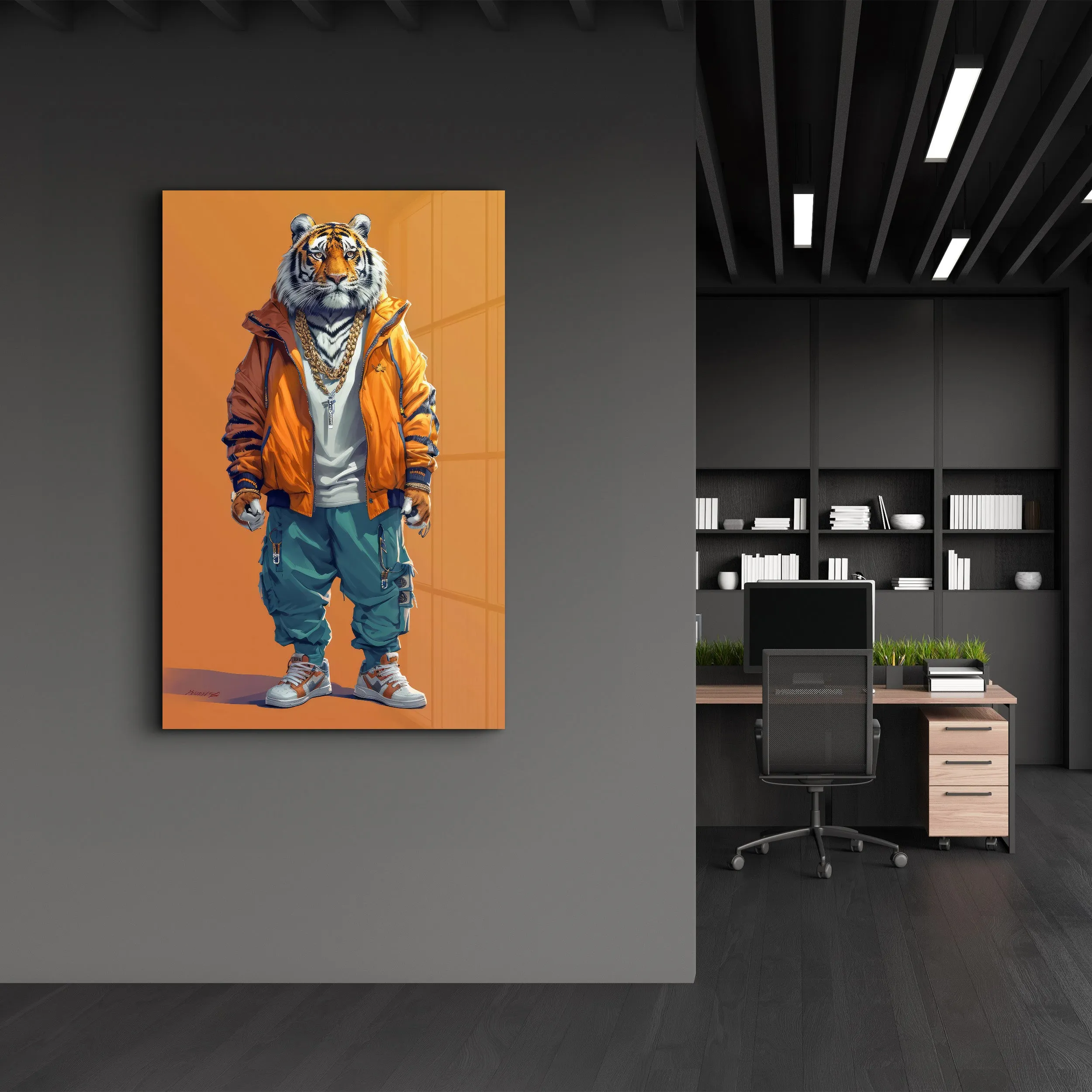 Stylish Tiger - Glass Wall Art