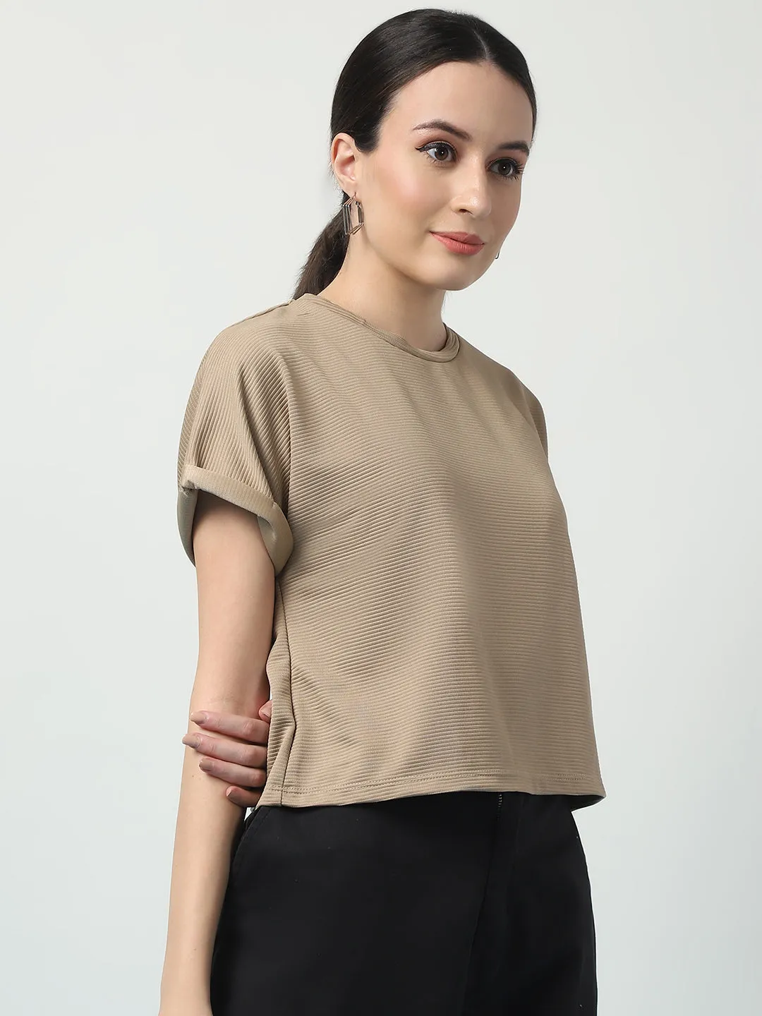 Stylish Women's Solid Polyester Crop Top