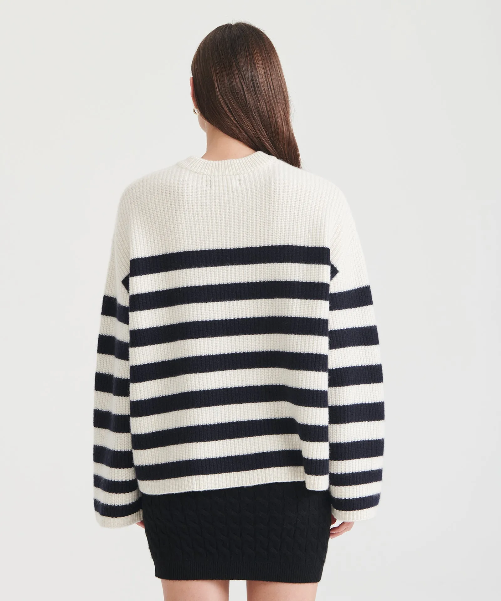 Super Luxe Cashmere Striped Crewneck