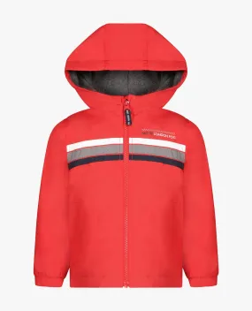 TODDLER BOYS ZIP FRONT HOODED SPORTY STRIPE RAINCOAT