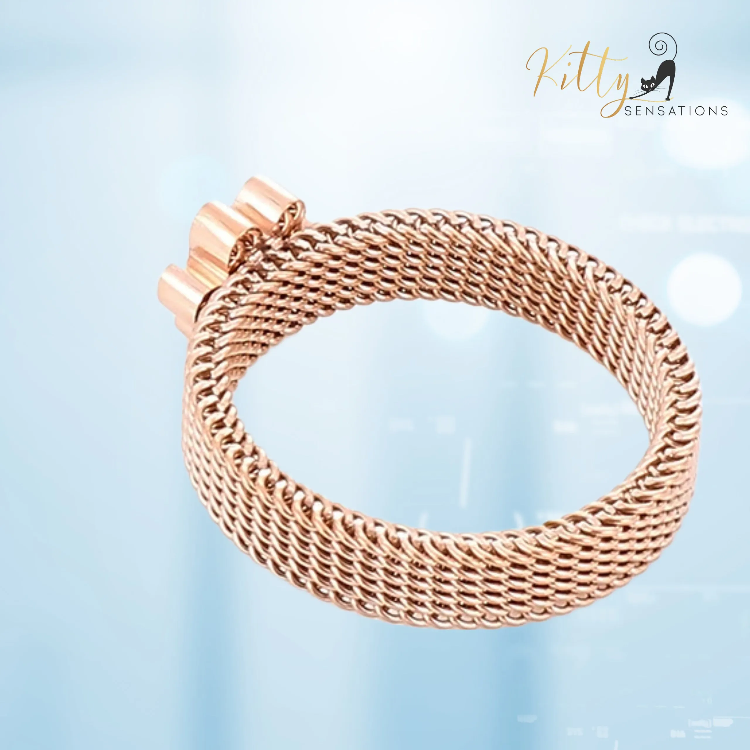 Very Stylish, Mesh Band Cat Paw Ring (Gold, Silver, or Rose Gold)