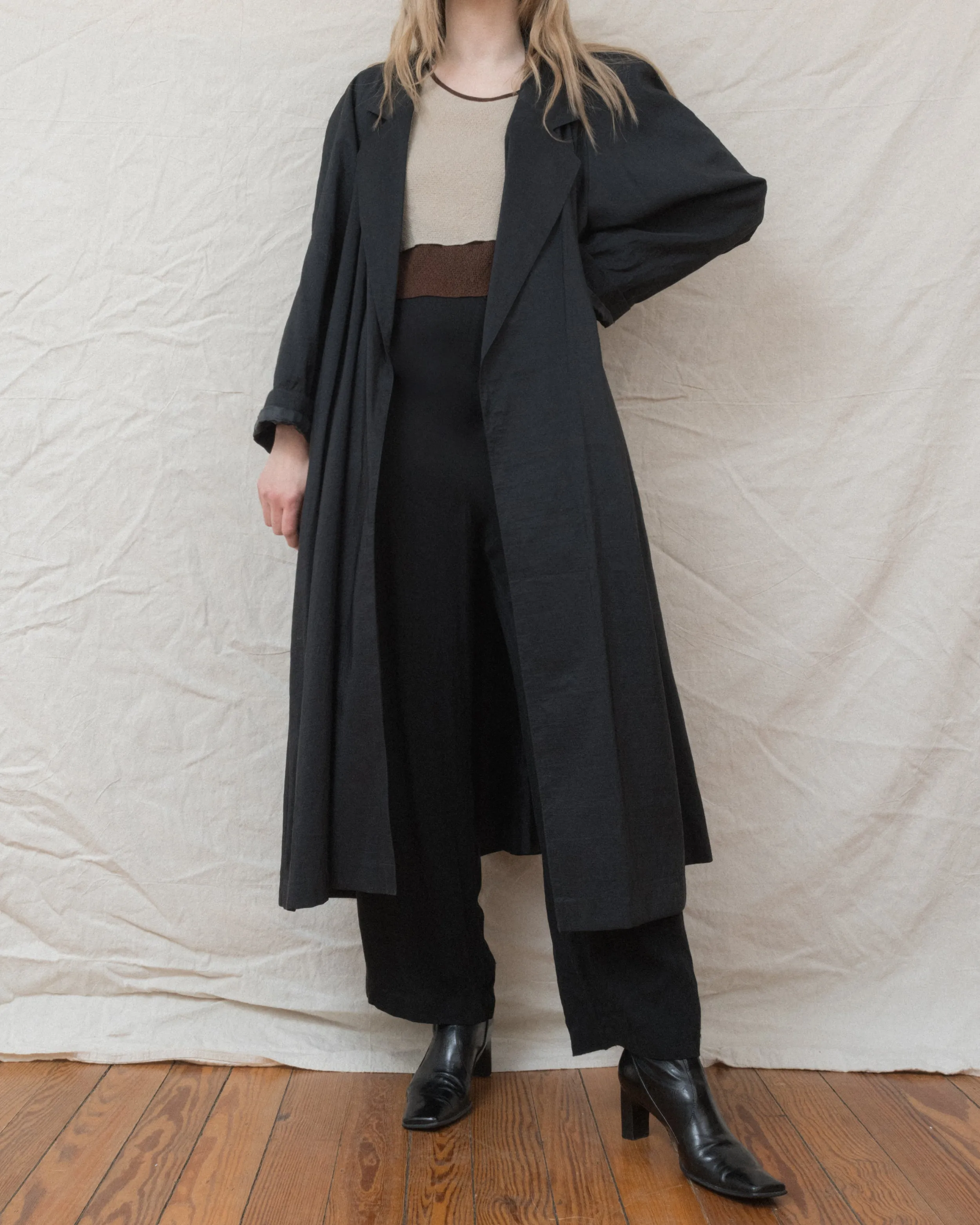 Vintage Black Windbreaker Coat (M/L)