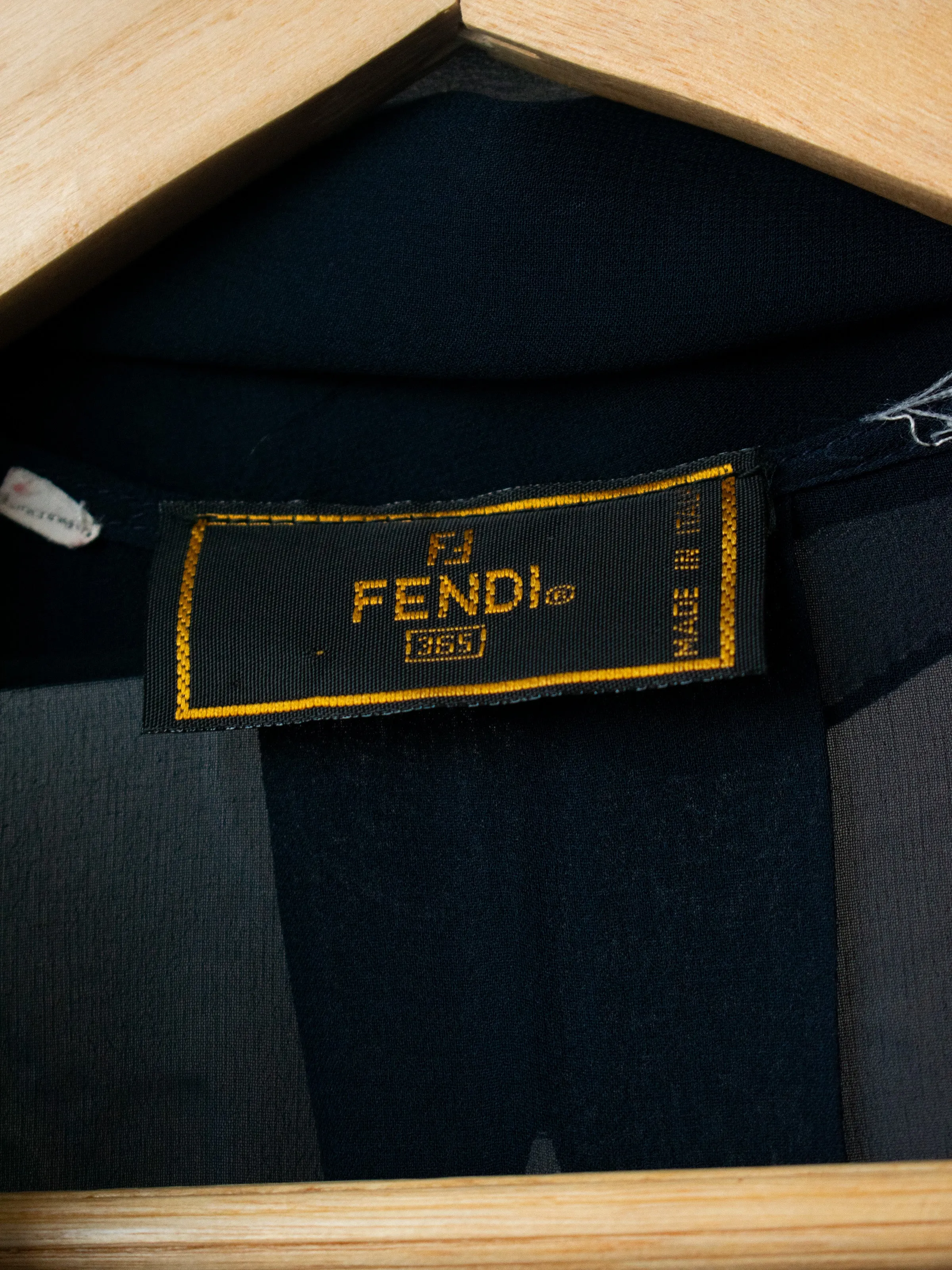 Vintage Fendi Navy Sheer Button Down L