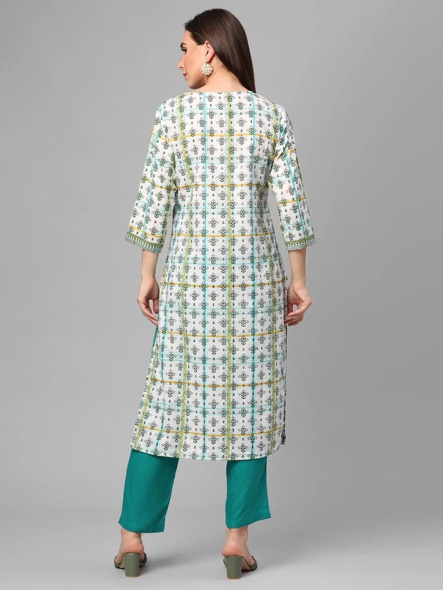 White Geometric Printed Kurta