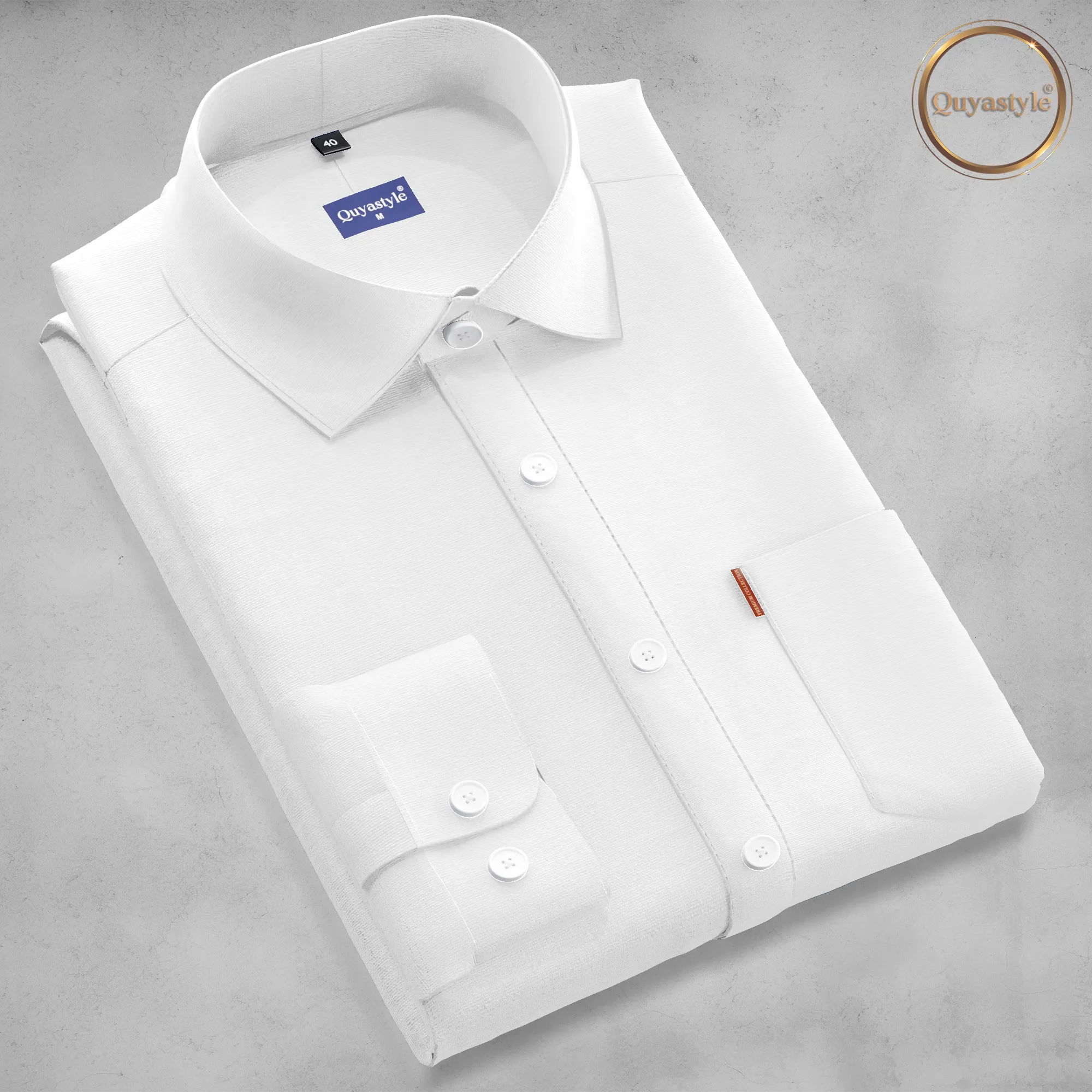 White Stylish Mens Full Slevees Solid Formal Shirt