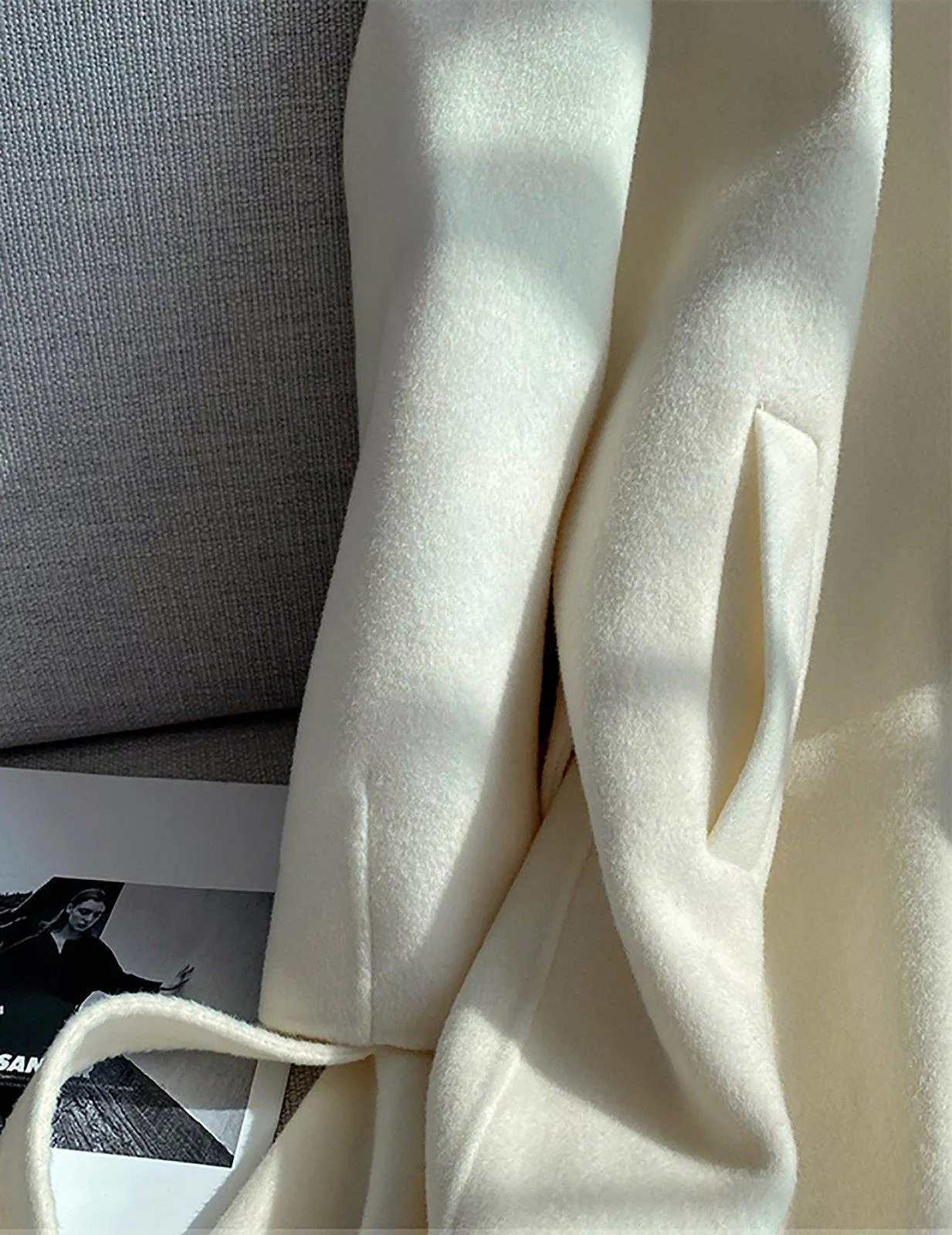 Women Double Faced wool long coat,White Long Wool Coat,Oversize Wool Overcoat,Wedding Wool Coat,Wrap Wool Coat,Warm winter coat,Outerwear