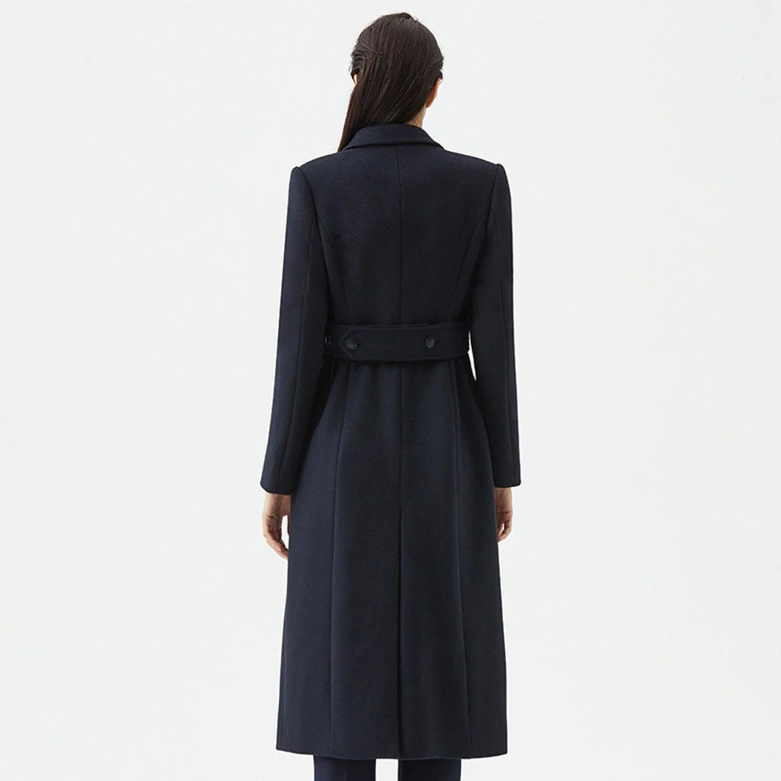 Women Navy blue Wool Coat,Long wool coat,Business wear,Wool Overcoat,Wool Long Coat,Winter Coat,Women Outerwear,Wool Trench Coat,Vivian7