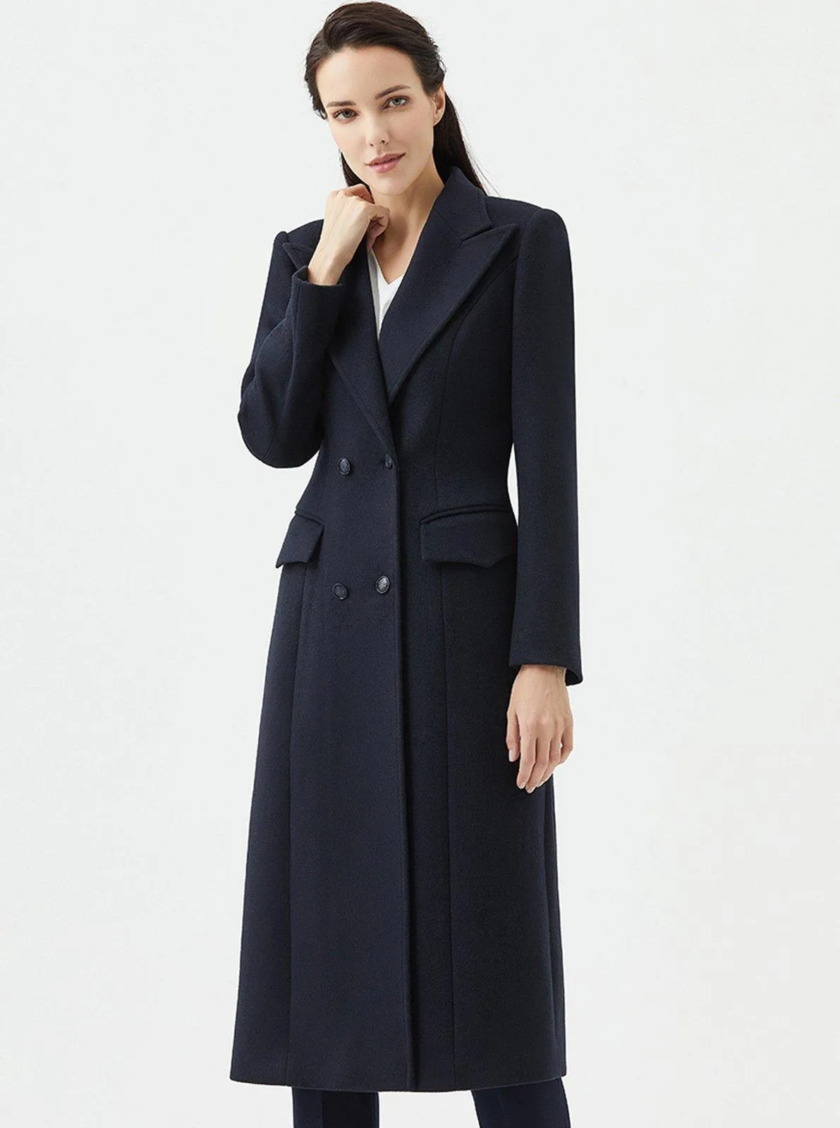 Women Navy blue Wool Coat,Long wool coat,Business wear,Wool Overcoat,Wool Long Coat,Winter Coat,Women Outerwear,Wool Trench Coat,Vivian7