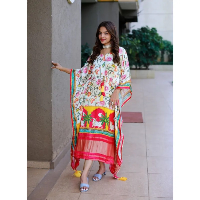 Women Stylish Pure Gaji Silk Kaftan