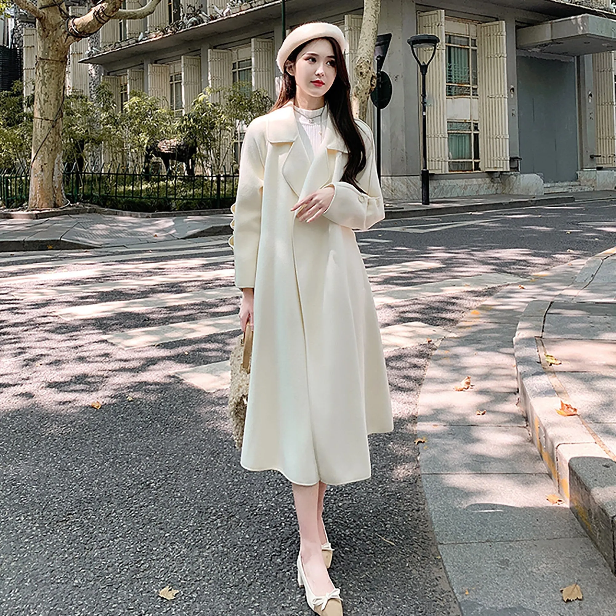 Women White Long Wool Coat,double-face cashmere coat,Handmade coat,Oversize wool coat,Wool Wrap Coat,Wedding coat,Winter coat,Vivian7 W124