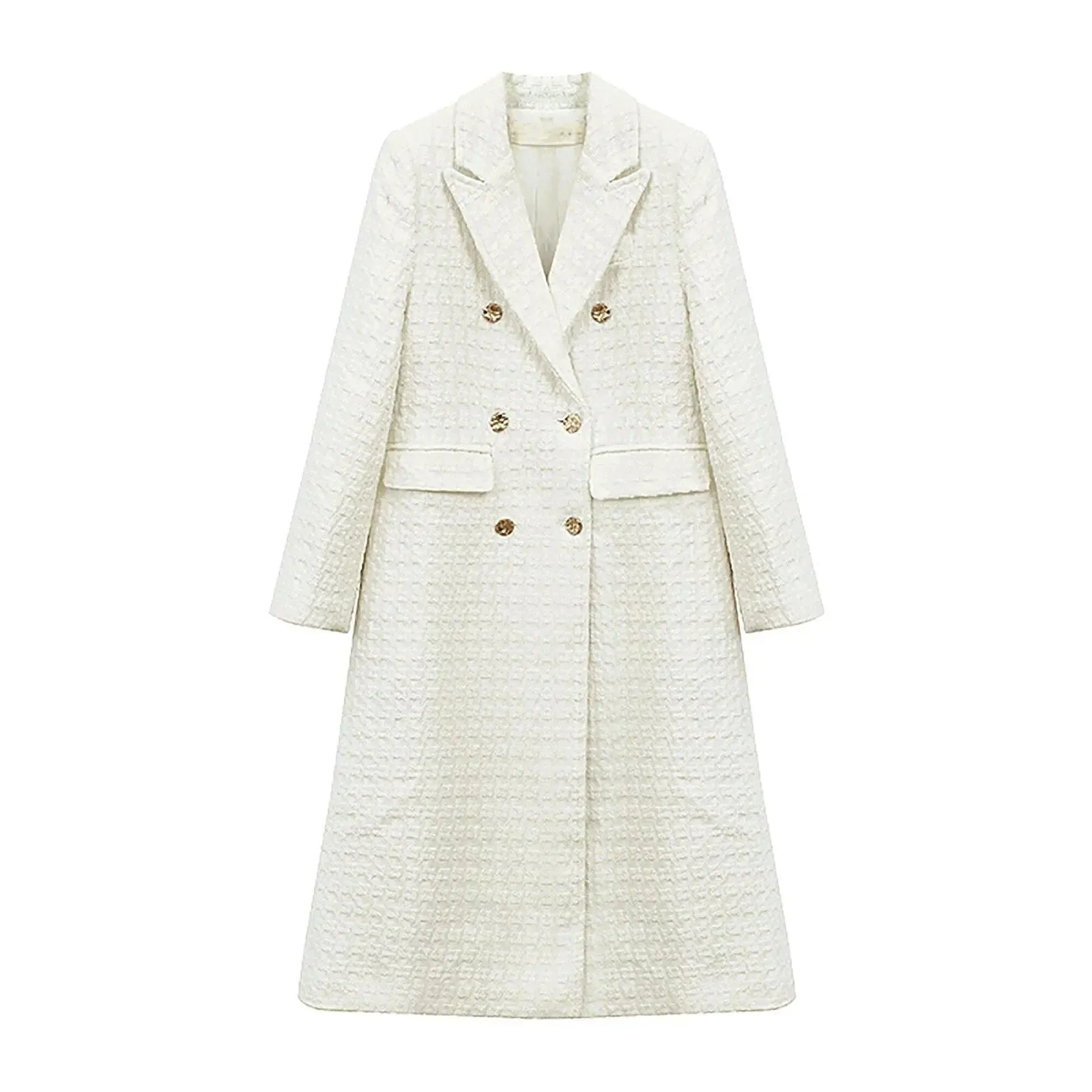 Women White Tweed Overcoat,Double breasted Coat,White Long Tweed Coat,Autumn Winter Coat women,Off white long coat,Fall coat women,Outerwear