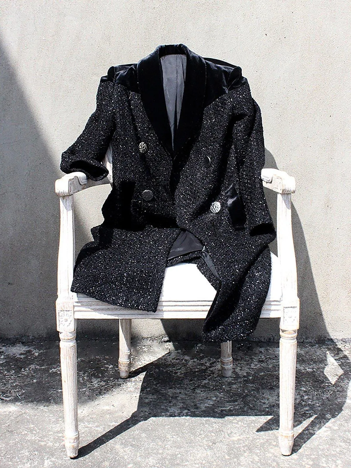 Women's Black Tweed woolen coat,Double Breasted Wool Long Coat,Wool Overcoat Fall Winter Wool Blend Trench Coat Outerwear