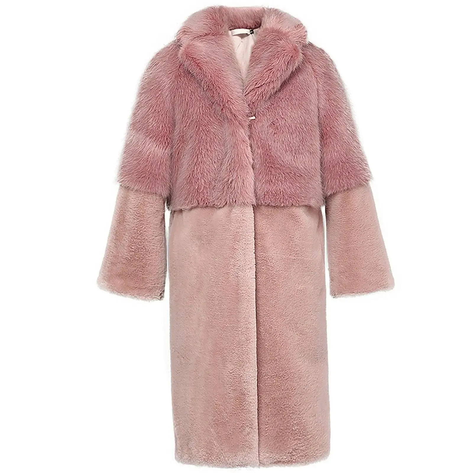 Women's Pink Rex rabbit fur Coat,Faux Fox Fur Coat,Warm Winter coat,Mid-length fur coat,Fur Overcoat,Oversize Pink Fur coat,Vivian7 C104